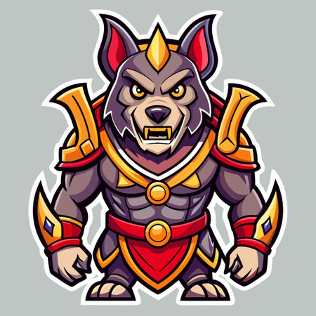 Mighty Warrior Mascot Dog Logo Vector Illustrationのイラスト素材