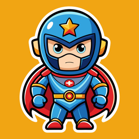 Sticker of Superhero Astronaut Logo Vector Mascot Featuring Dynamic Poseのイラスト素材