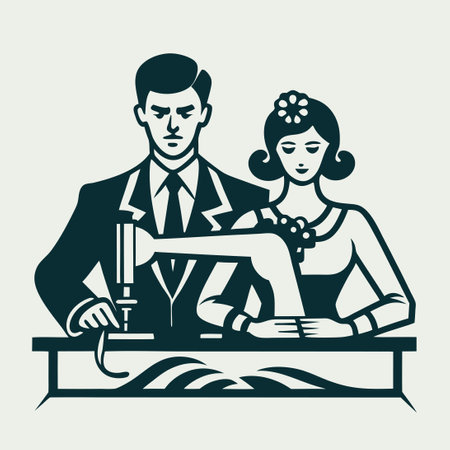 Female Tailor Working Diligently at Sewing Vector Illustrationのイラスト素材