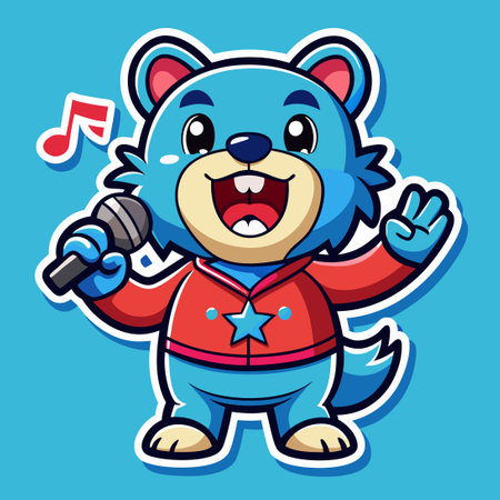 Adorable Bear Mascot Character Vector Illustration for Stickers and Logosのイラスト素材