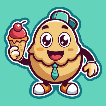 Cool Potato and Ice Cream Logo Vector Sticker for Social Media and Merchandiseのイラスト素材