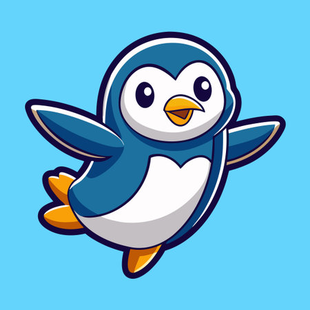 Adorable Flying Penguin Mascot Logo Vector Graphic Stickerのイラスト素材