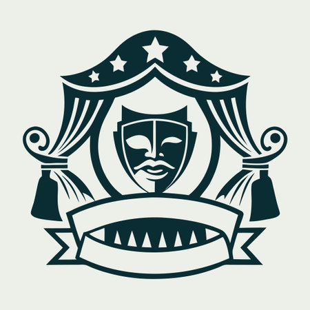 **** Vector Illustration of a Creative Theatre Logo Concept in Modern Styleのイラスト素材
