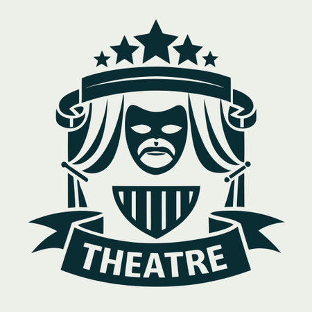Eye-Catching Vector Illustration of a Theatrical Logo Concept for Stage Performancesのイラスト素材