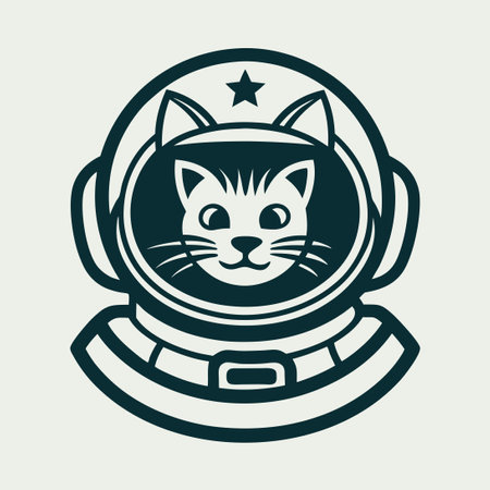 Vector Astronaut Cat Character Logo Design with Artistic C Logoのイラスト素材