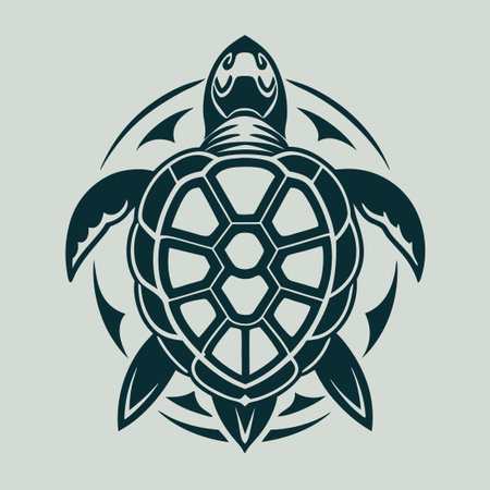 Vintage Vector Logo Depicting a Turtle in a Simple and Elegant Styleのイラスト素材