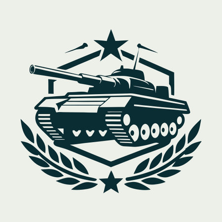 Vector Logo Illustration Depicting a Tank War Encounter (20)のイラスト素材