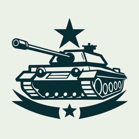 Epic Tank War Vector Logo Illustration in Vibrant Colorsのイラスト素材