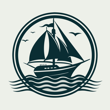 Sophisticated and Timeless Yacht Silhouette Vector Logo for a Graceful Marine Aestheticのイラスト素材