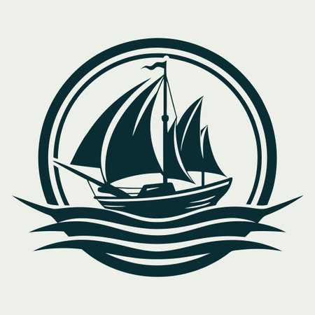 Timeless Elegance in Motion: A Silhouetted Yacht Logo Vectorのイラスト素材