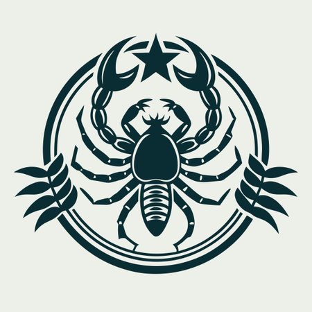 Vintage Scorpion Logo Silhouette Illustration in Retro Styleのイラスト素材