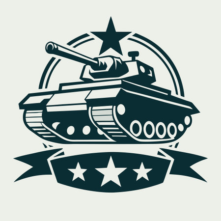 Modernistic Vector Illustration of Tank War Combatのイラスト素材