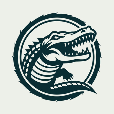 Vintage Vector Crocodile Logo Design Featuring a Stylish Reptile Silhouetteのイラスト素材