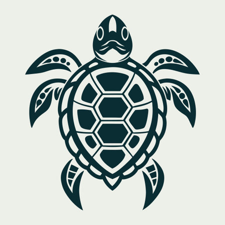 Nostalgic Vector Turtle Logo in Bold Vintage Styleのイラスト素材
