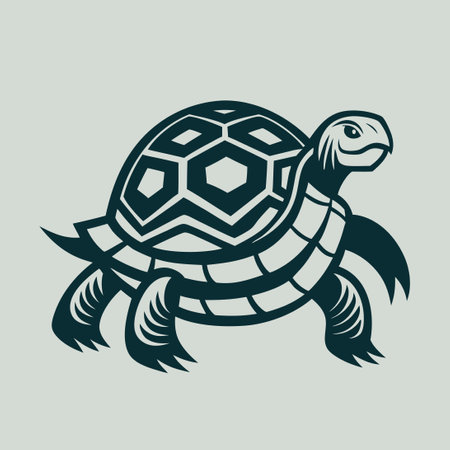 High-Quality Tortoise Vector Logo in Striking Silhouette Styleのイラスト素材
