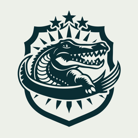 Stylish Vector Crocodile Logo with a Vintage Aesthetic and Retro Flairのイラスト素材