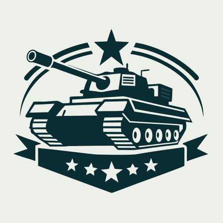 Vector Illustration of a Tank War with Stylish Geometric Designのイラスト素材