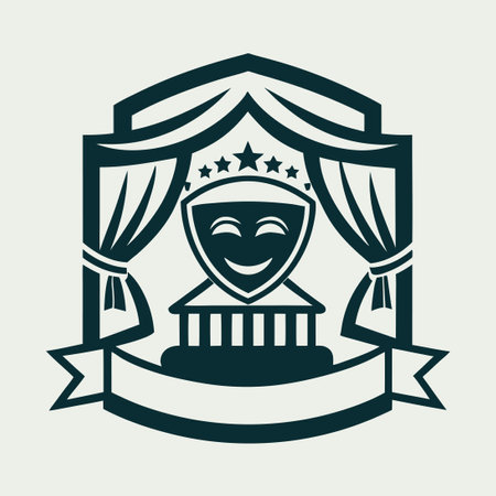 Theatre Logo Design Concept: A Vector Illustration of Classic and Modern Theatrical Elementsのイラスト素材
