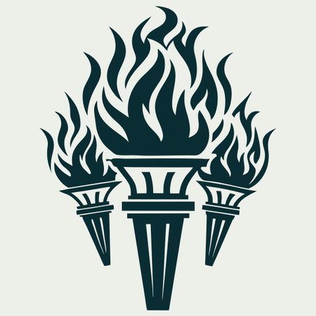 Fiery Torches Ideal for Event Promotion and Invitationのイラスト素材