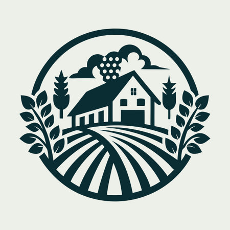 Classic Vineyard and Farm Vector Logo Illustration for Business Brandingのイラスト素材
