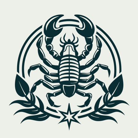 Striking Vintage Scorpion Logo Illustration with Intricate Detailsのイラスト素材