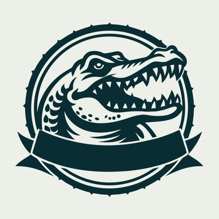 Distinctive Vintage Crocodile Logo Vector with Stylish Reptile Elementsのイラスト素材