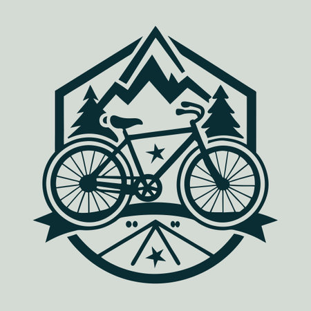 Vector Detailed Mountain Bike Logo Design for Outdoor Sports Enthusiastsのイラスト素材
