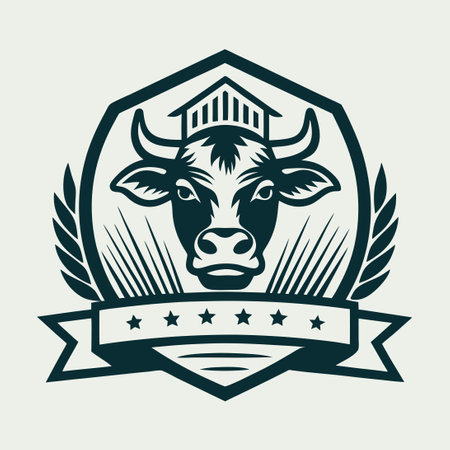 Vintage Cattle Farm Logo Icon Template for Branding and Advertisingのイラスト素材