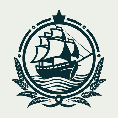 Vintage Logos Boasting Majestic Sailing Ships with Template Designのイラスト素材