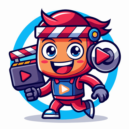Cartoon Character Logo Vector of a Video Maker Mascotのイラスト素材