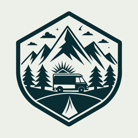 Vintage Adventure Mountain Logo Design Vector Illustrationのイラスト素材