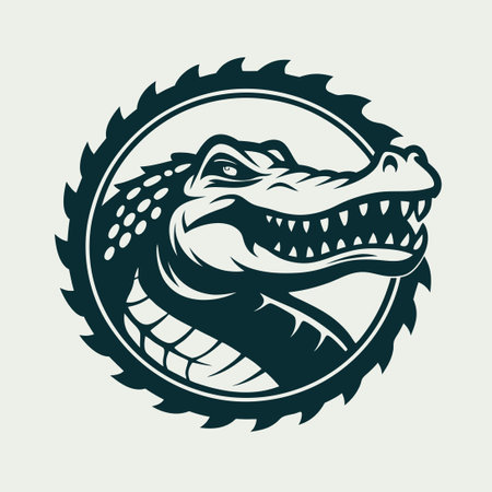 Vectorized Vintage Crocodile Logo with a Stylish and Reptilian Aestheticのイラスト素材