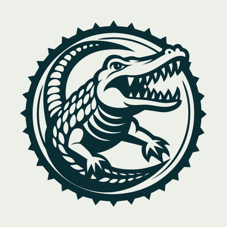 Stylish Vintage Reptile Crocodile Logo Vector Graphicのイラスト素材