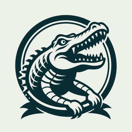Vintage Crocodile Logo Vector Illustration with Stylish Reptile Designのイラスト素材