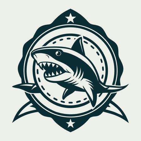 Vintage Shark Logo Illustration with Retro Style and Bold Typographyのイラスト素材