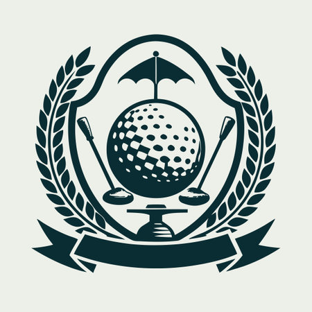 Vintage Golf Logo Template with Simple Line Art Illustrationのイラスト素材