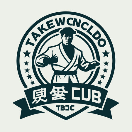Vintage Style Taekwondo Logo Template with Ornate Details and Dynamic Typographyのイラスト素材