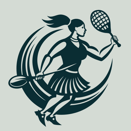 Athletic Female Badminton Player Vector Logo Design Symbolizing Grace and Powerのイラスト素材