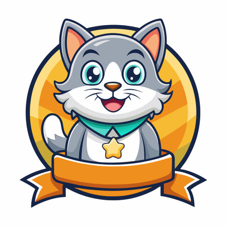 Cartoon Cat Mascot Logo for Certificate of Achievementのイラスト素材