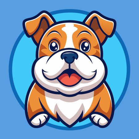Cute Cartoon-Style Bulldog Logo with Friendly Expressionのイラスト素材