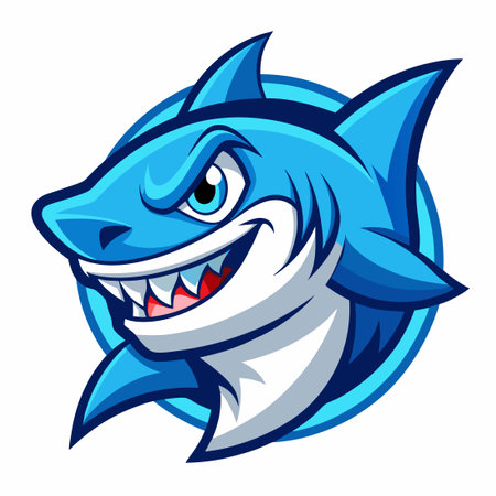 Blue Shark Mascot Illustration with Simple and Modern Styleのイラスト素材