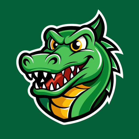 Green Crocodile Mascot Logo with Simple and Modern Designのイラスト素材
