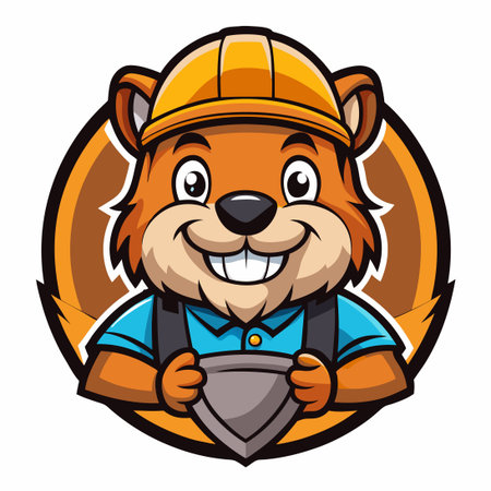 Adorable Beaver Builder Mascot Cartoon in a Playful and Engaging Styleのイラスト素材