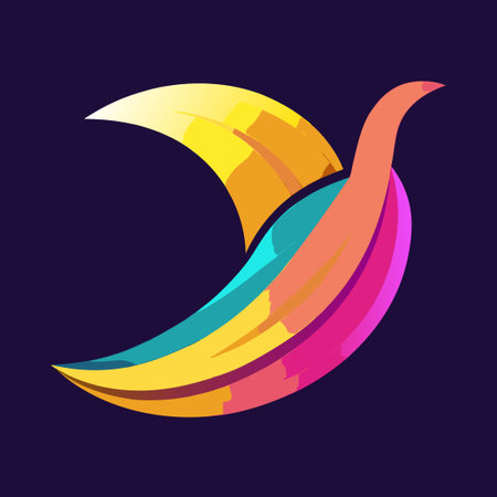 Vibrant and Colorful Gradient Logo Featuring a Bananaのイラスト素材
