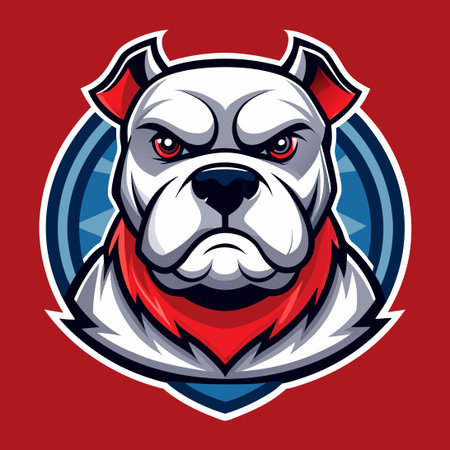 Fierce American Bulldog Mascot Cartoon Logo Illustrationのイラスト素材