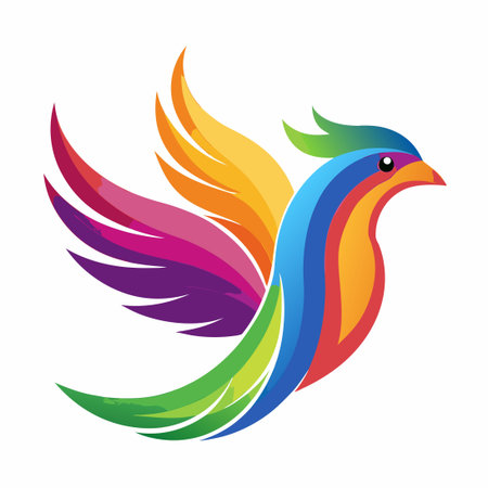 Stunning Colorful Bird Logo Illustration with Intricate Detailsのイラスト素材
