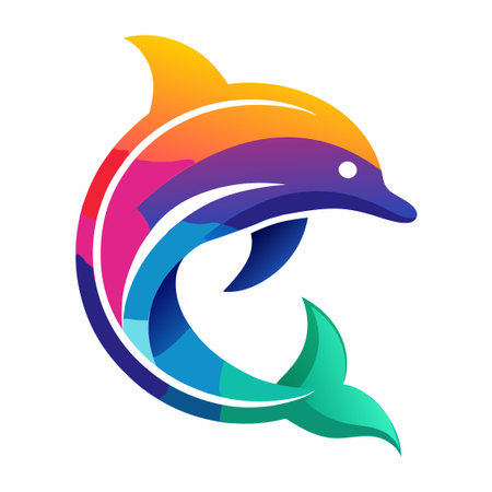 Gradient Colorful Dolphin Logo for Creative Businessのイラスト素材