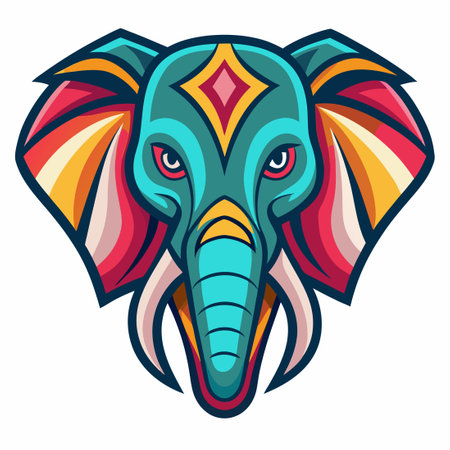 Colorful and Creative Illustration of an Elephant Head in a Vibrant Styleのイラスト素材
