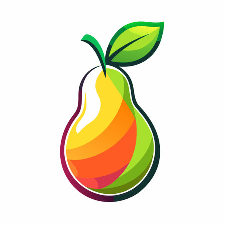 Vibrant and Colorful Pear Logo Illustration with a Gradient Effectのイラスト素材