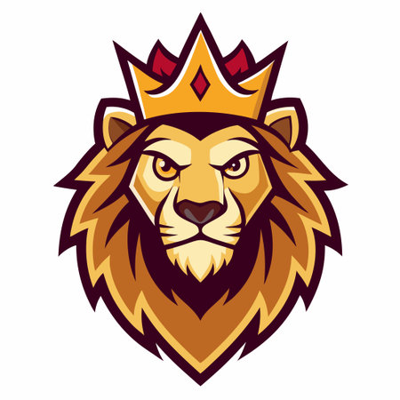 Majestic King Lion Logo Illustration with Simple Mascot Styleのイラスト素材